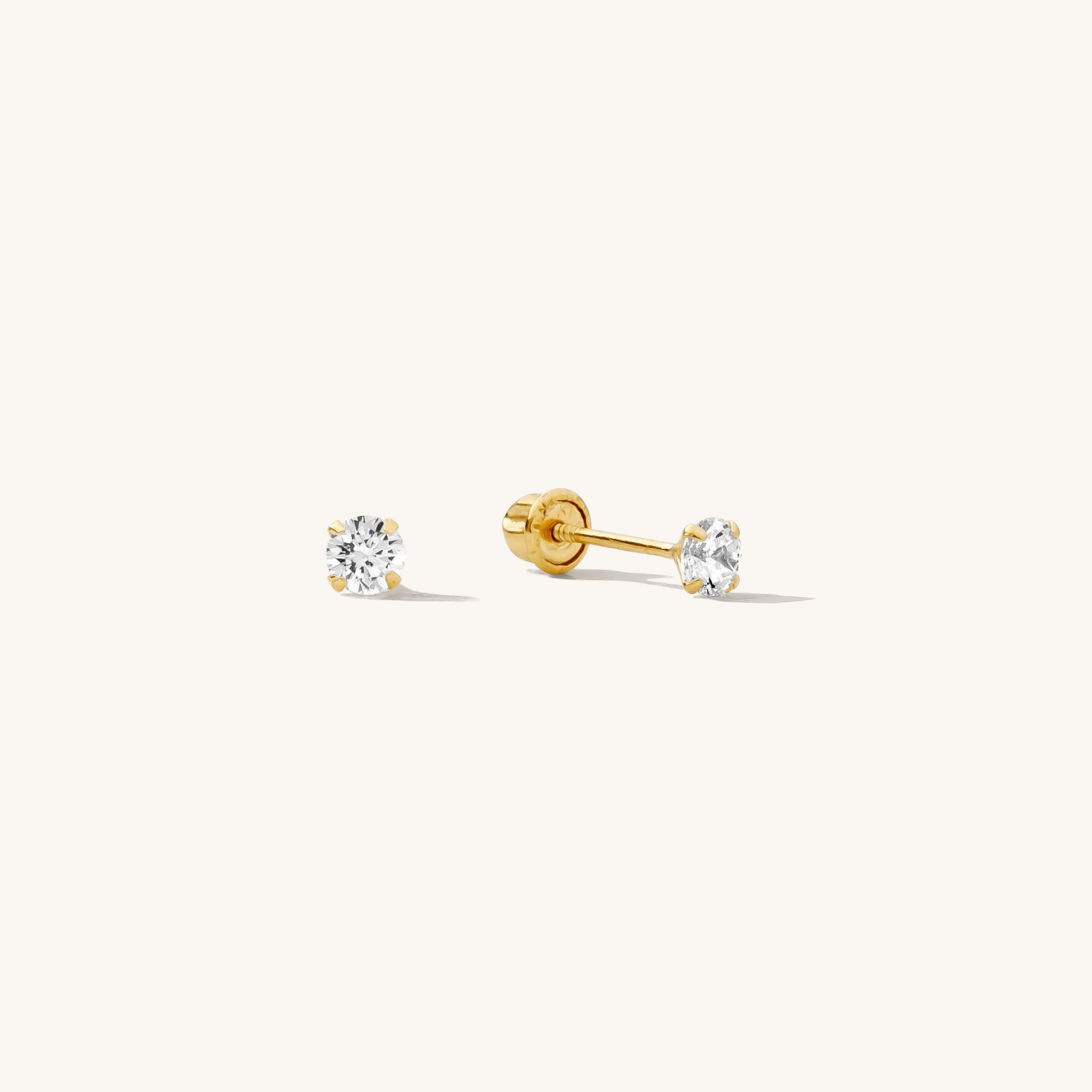 MF024890-14Y-14K Yellow Gold Small Staple Stud Earrings, 0.01Cttw-SVS Fine  Jewelry