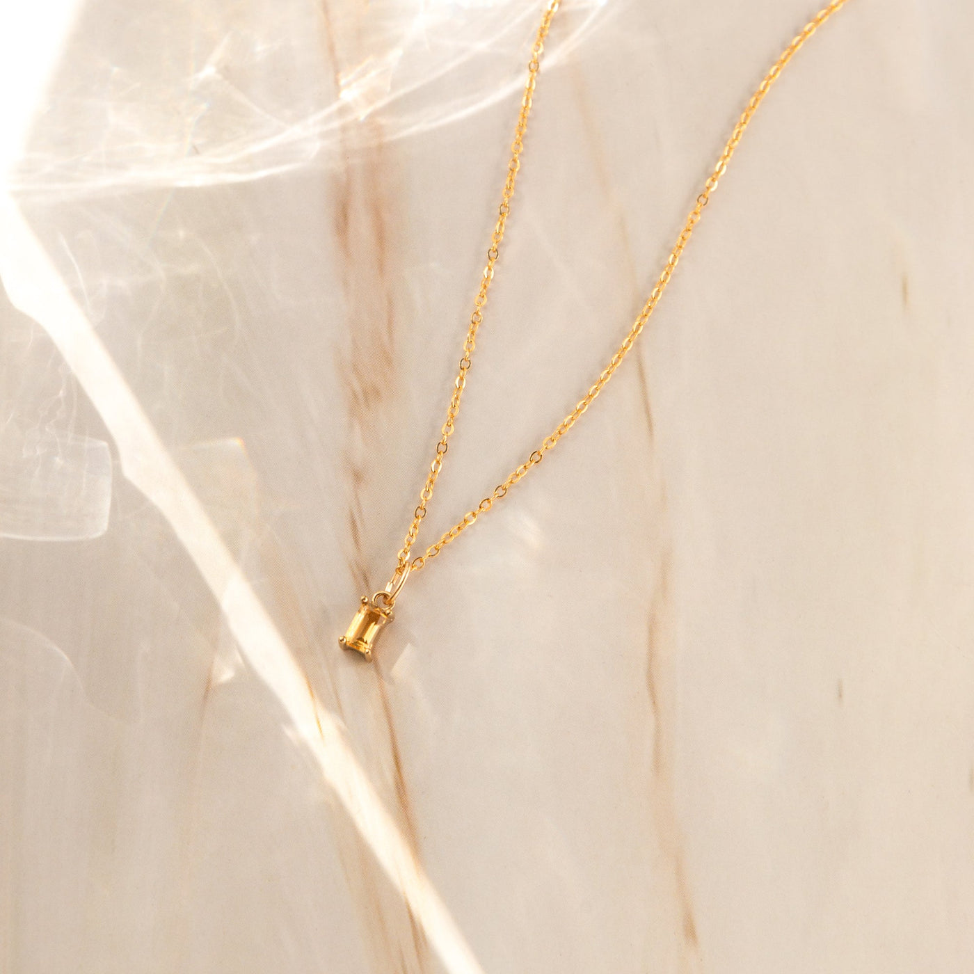 Citrine Baguette Necklace | Simple & Dainty Jewelry