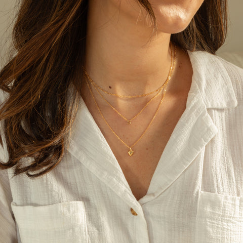 DaintyPearl Necklace – Layered Style 18K Gold Plated Stainless Steel