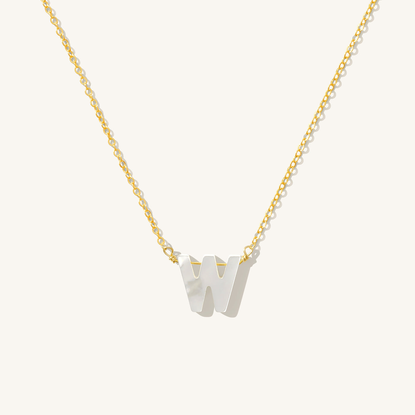 W Pearl Initial Necklace