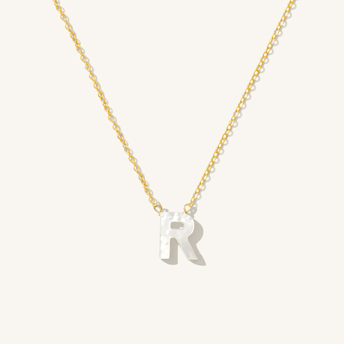 R Pearl Initial Necklace