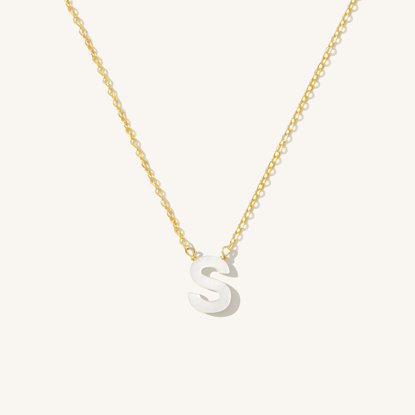 S Pearl Initial Necklace