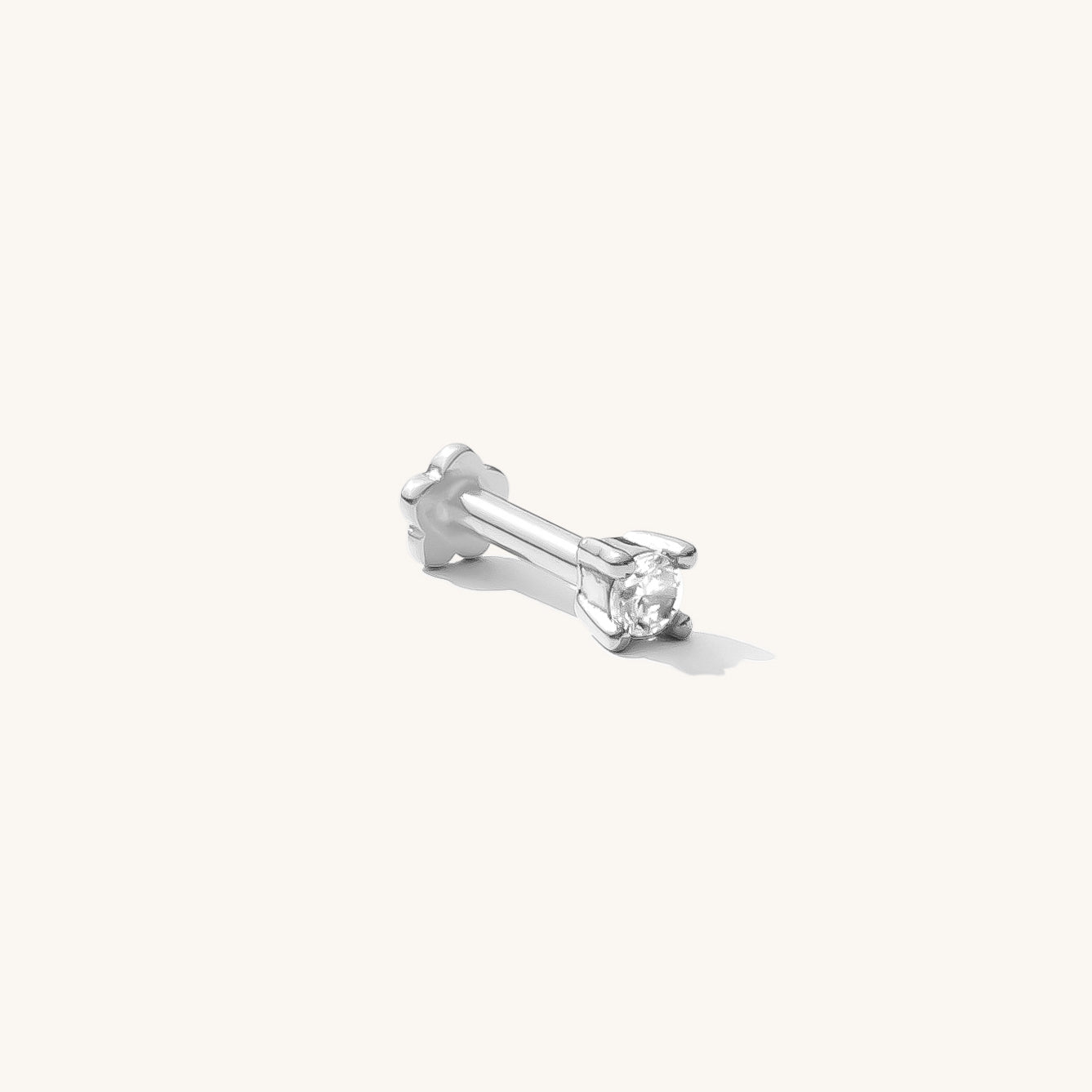 Dainty CZ Flat Back Stud Earring Single Sterling Silver