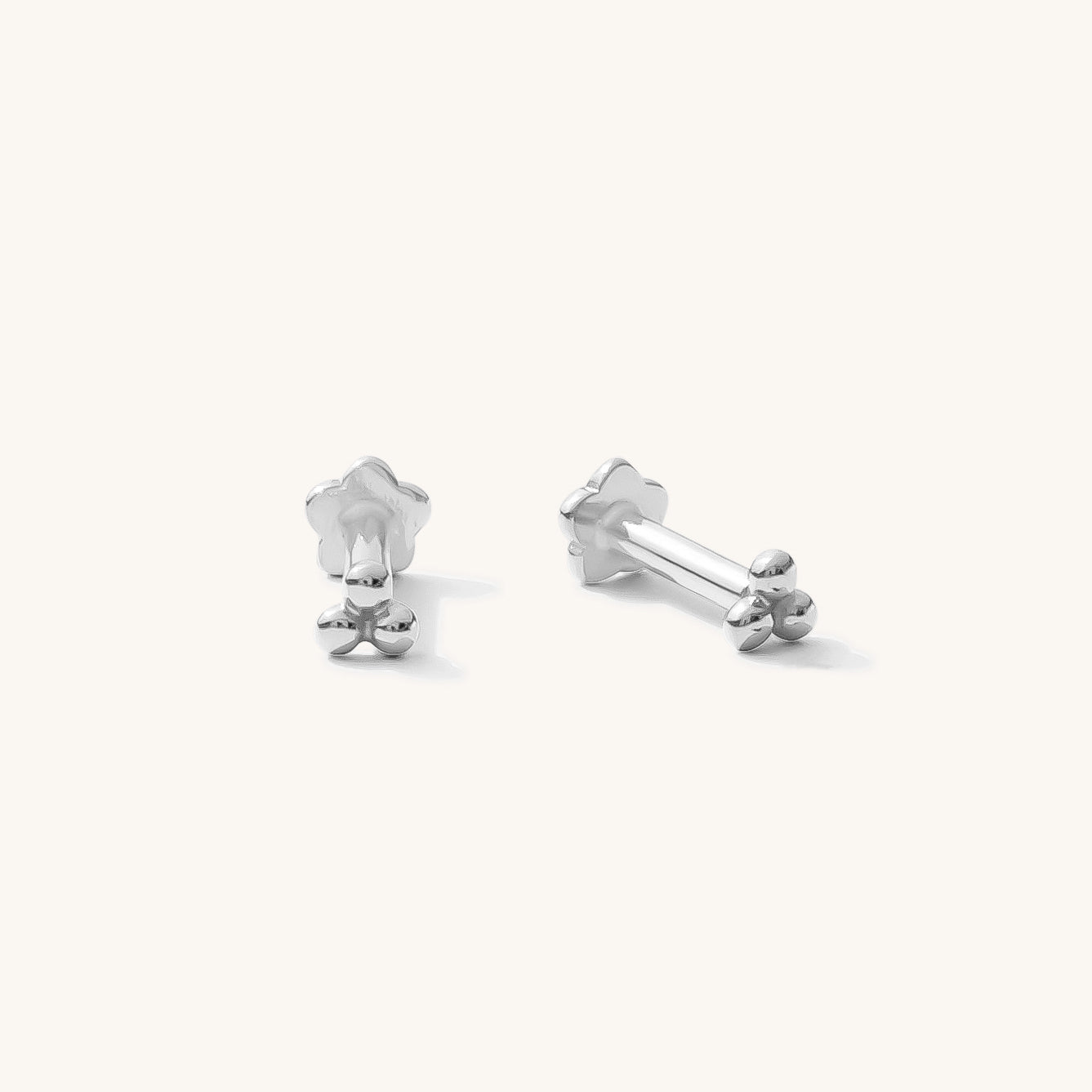 Triple Ball Flat Back Stud Earring Pair Sterling Silver