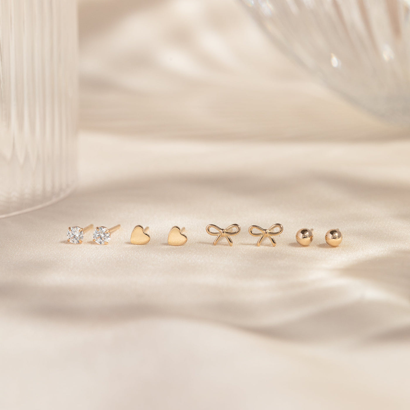 Tiny CZ Basket Stud Earrings | Simple & Dainty Jewelry