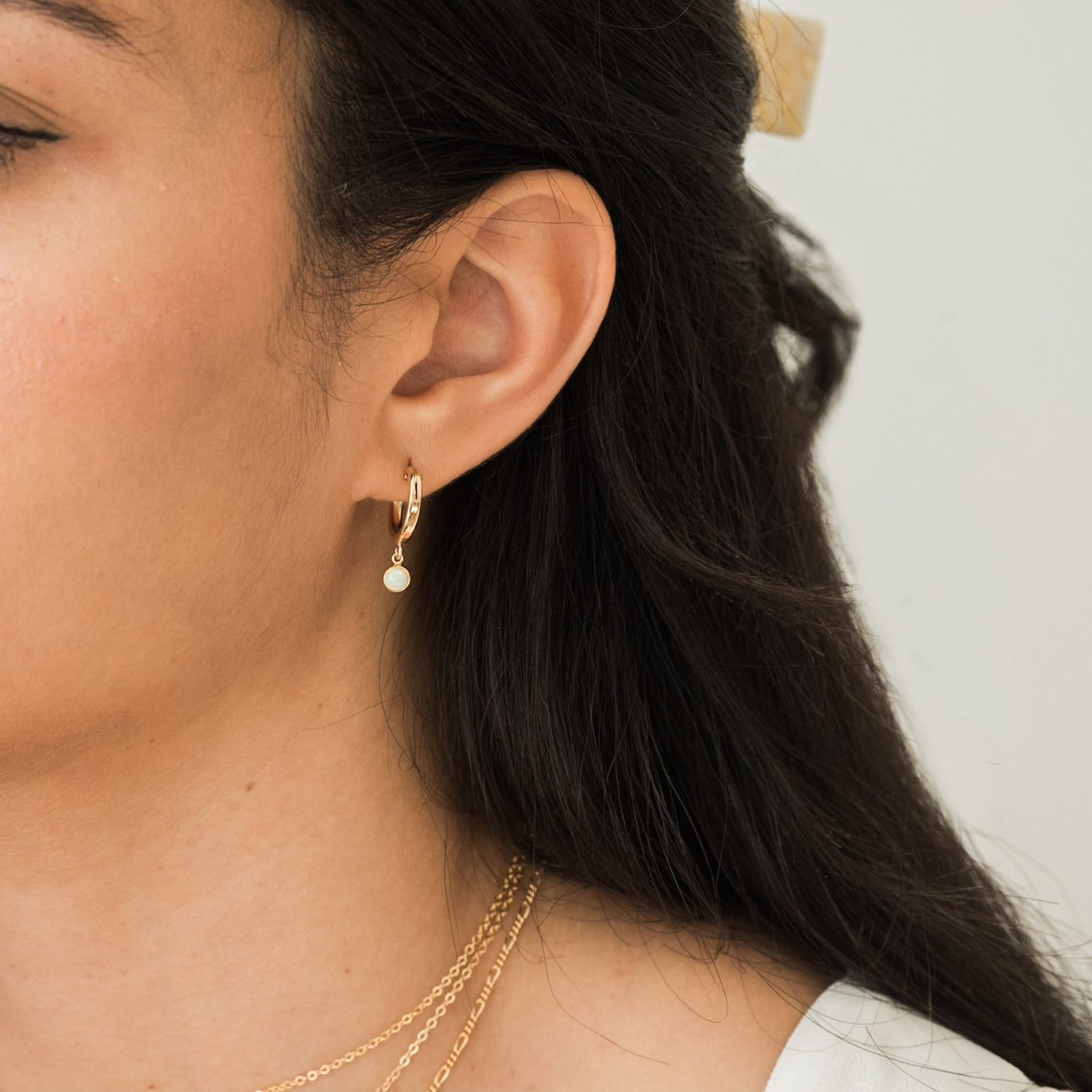 Tiny Opal Hoop Earrings | Simple & Dainty Jewelry