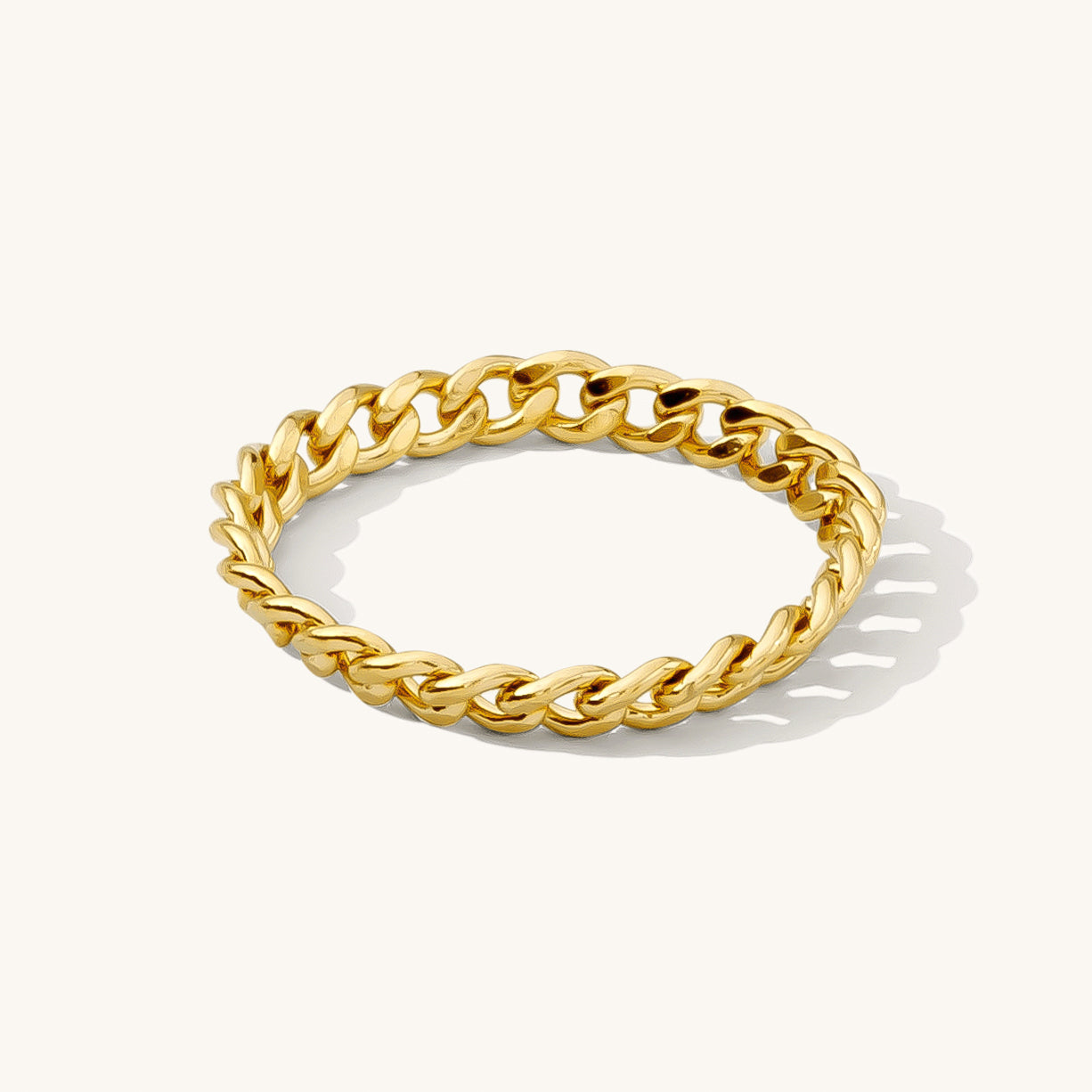 Tiny Diamond Chain Ring, 14K Gold Solid Gold Ring 14K Gold / 9