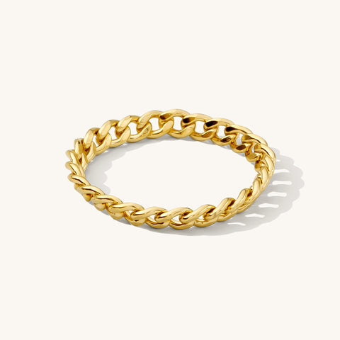 Yellow Gold 2024 Filled - 4mm Loose Curb Chain Band Ring - size 9