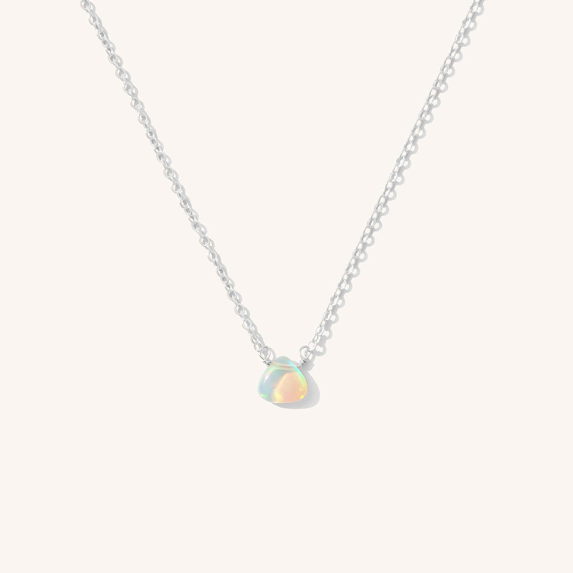 Dainty Opal Necklace Sterling Silver
