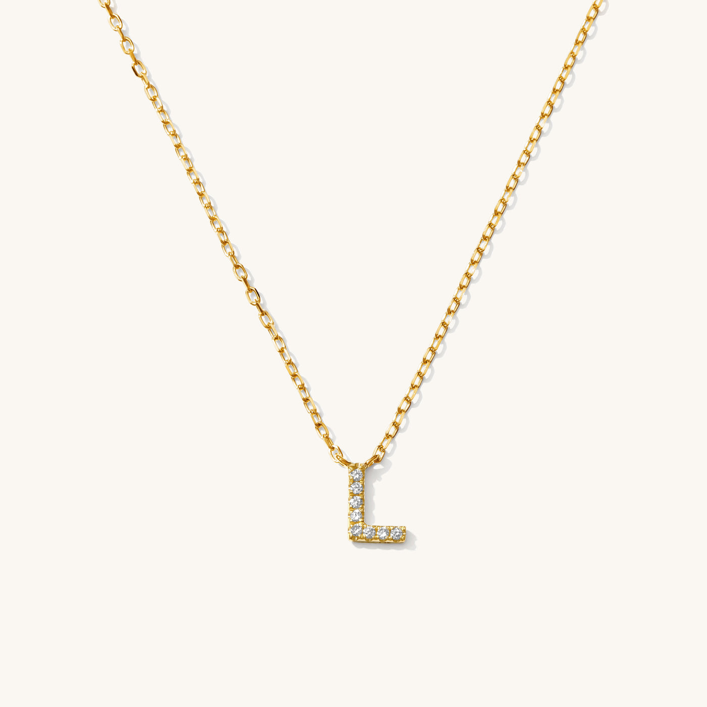 L Pavé Diamond Initial Necklace