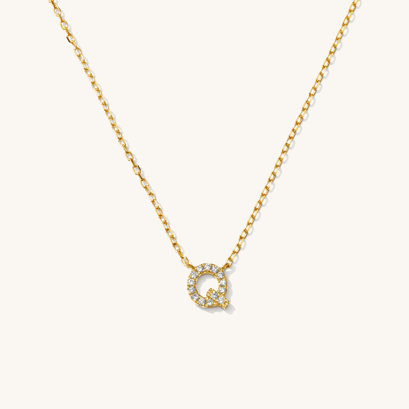 Q Pavé Diamond Initial Necklace