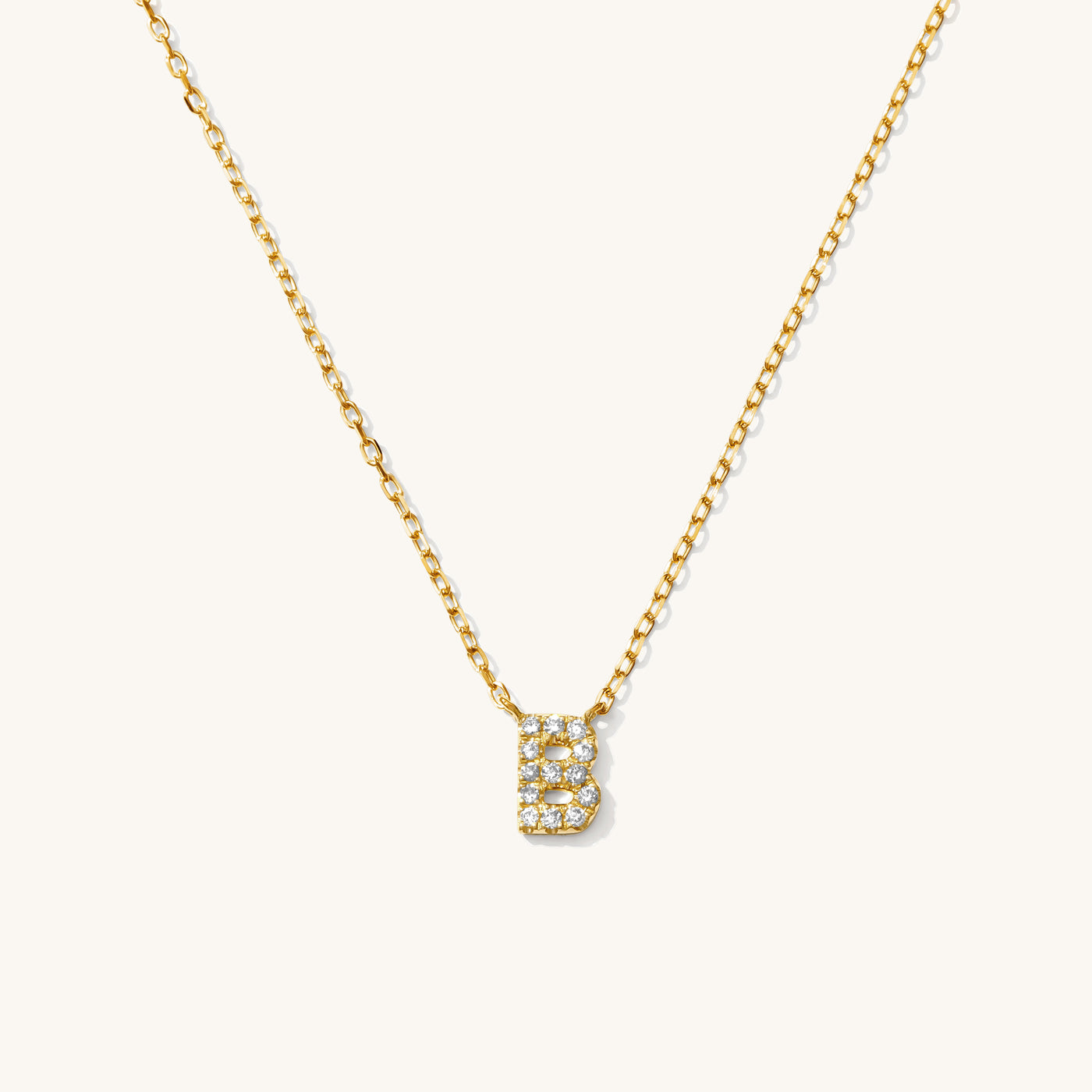 B Pavé Diamond Initial Necklace