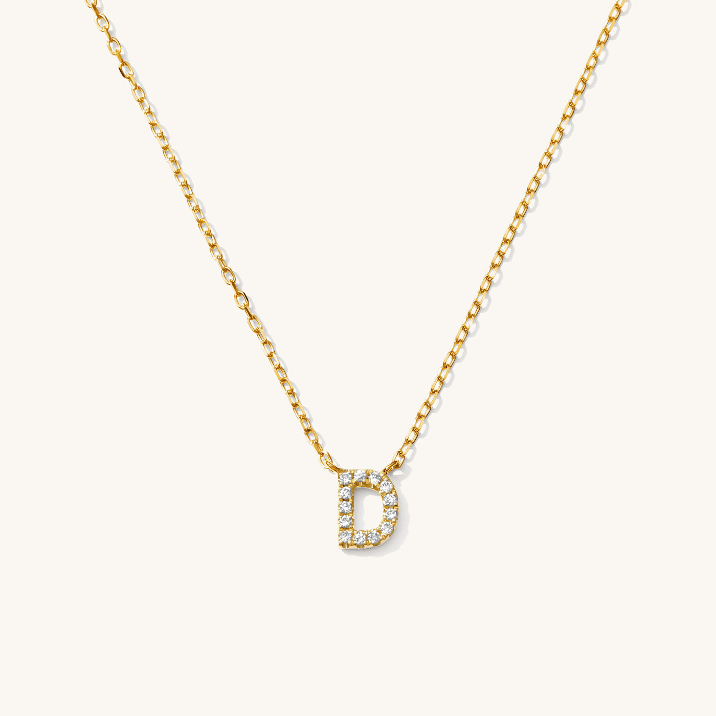 D Pavé Diamond Initial Necklace