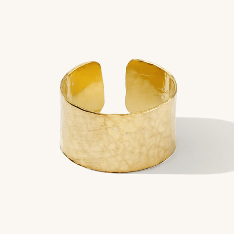 Hammered Yellow Gold Cuff Bracelet, Handmade Yellow Gold Bracelet