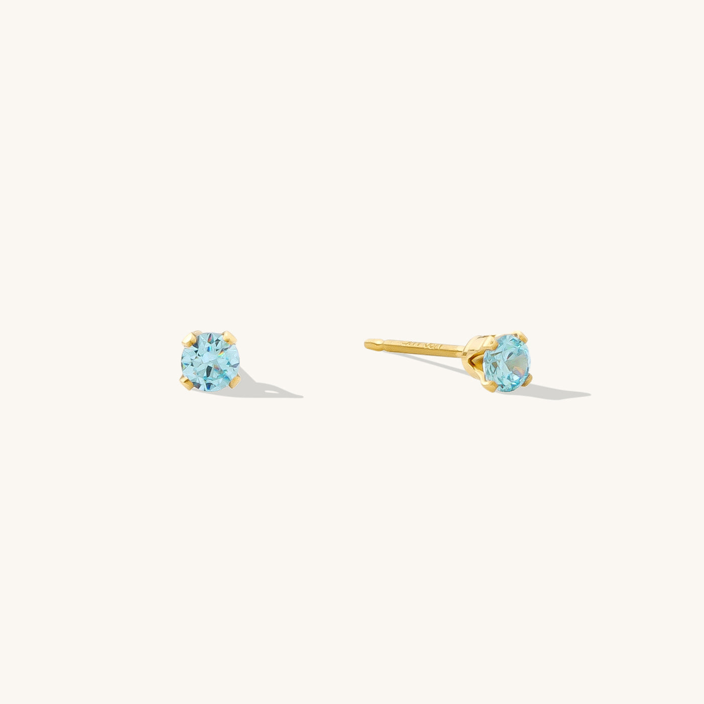 March Birthstone Stud Earrings (Aquamarine) | Simple & Dainty Jewelry