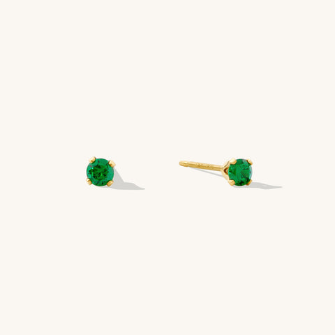 May Birthstone Stud Earrings (Emerald)
