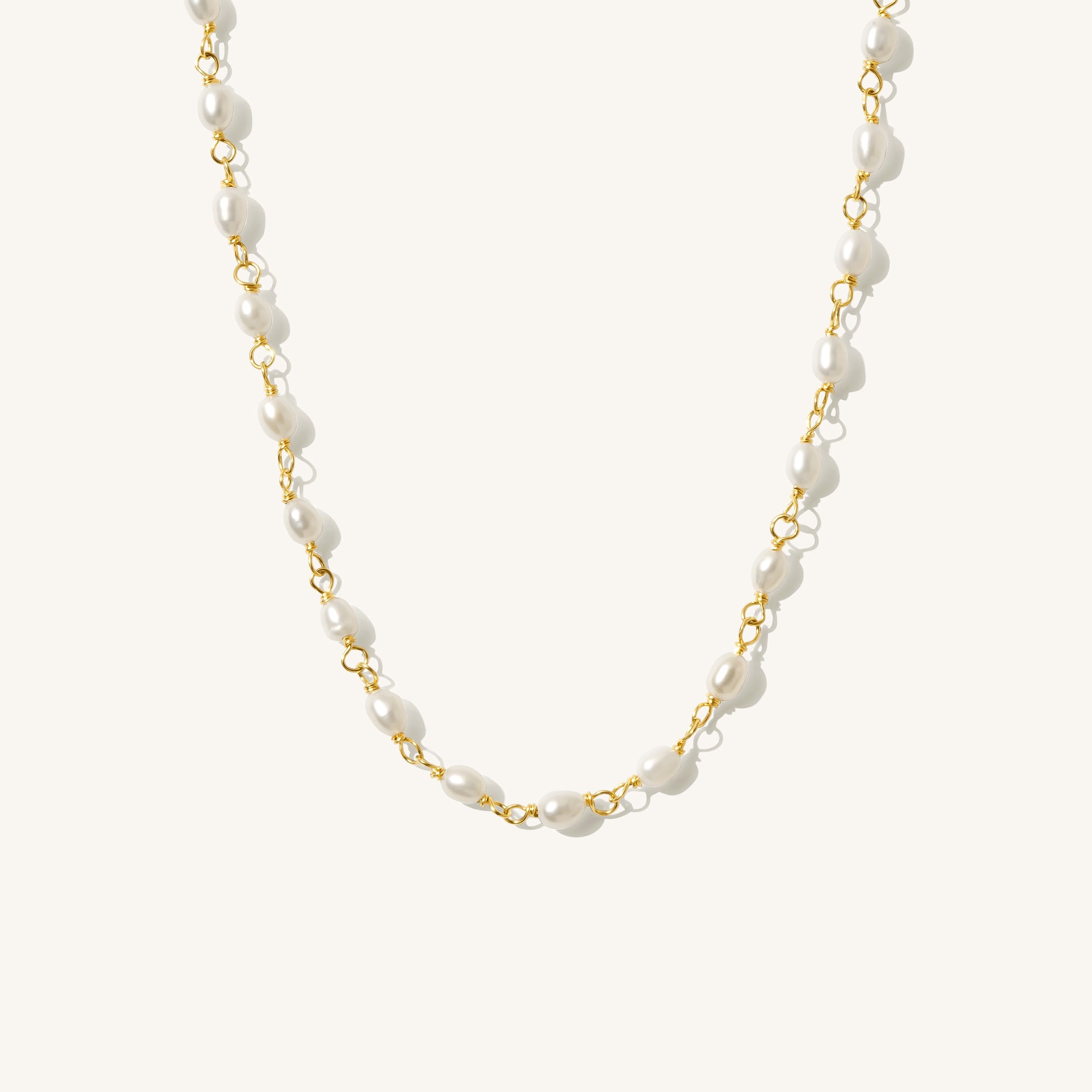 Pearl Chain Necklace Gold Filled 14