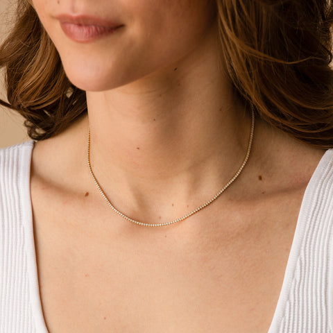 ★SENTIMENTS★ NO.555 [SMALL] TENNIS CUBIC NECKLACE Tennis Necklace 18K White Gold Plated | 5.0mm Round Cubic