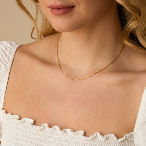 Thin Box Chain Necklace - Main Image