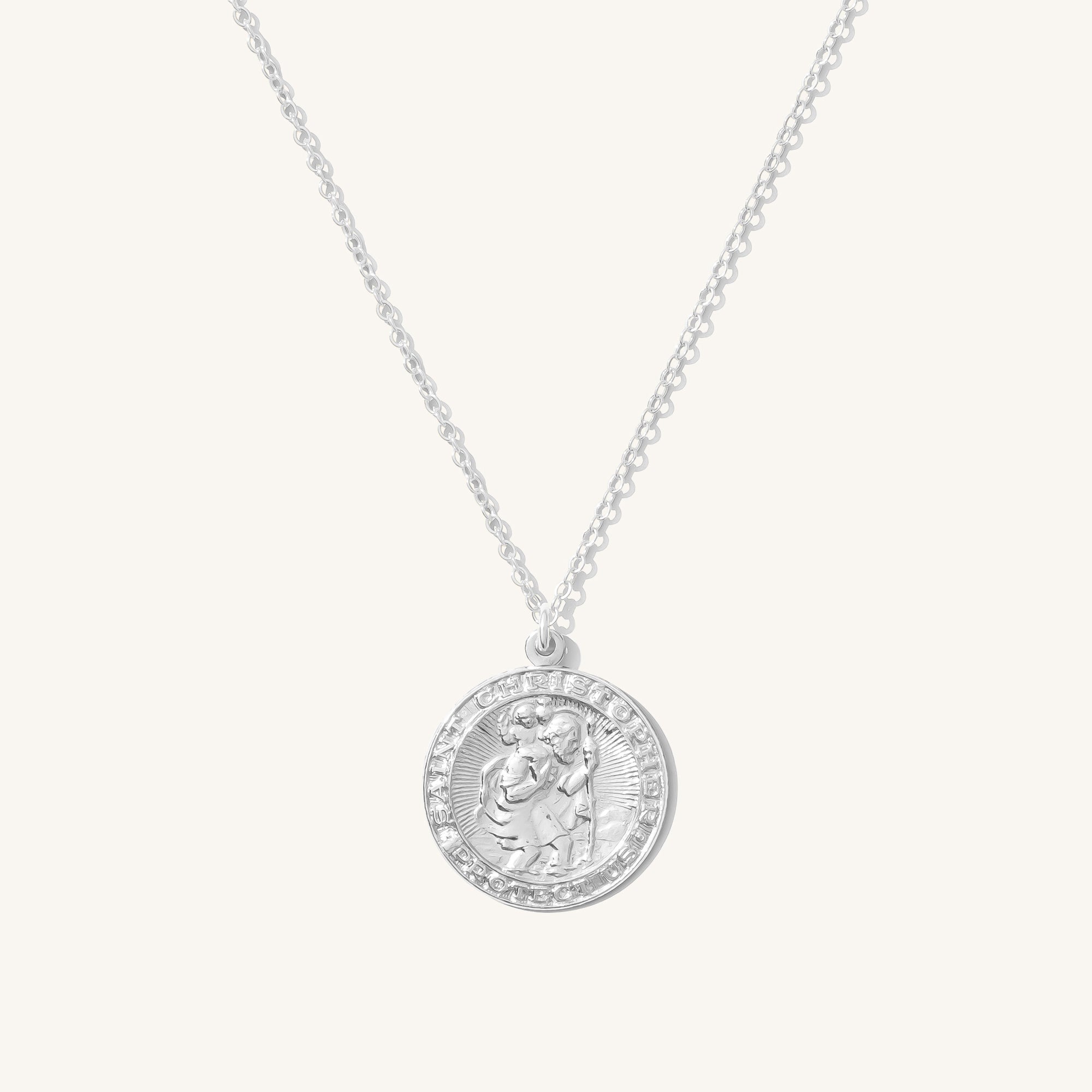 Diamond2Deal St. Christopher Medal Pendant - 925 Sterling Silver, Antiqued Finish, 30mm - View #11