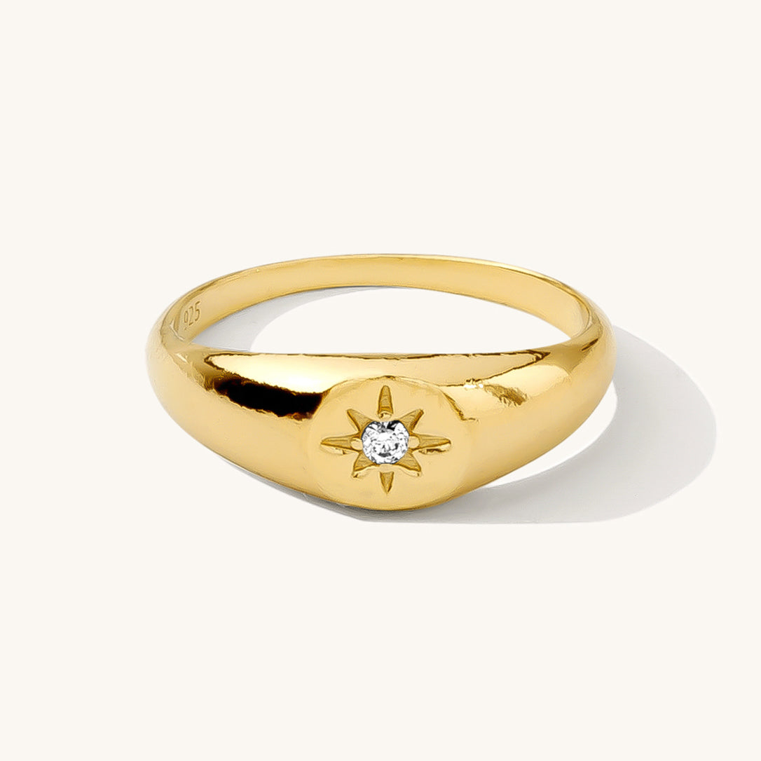 Starburst Signet Ring Gold Vermeil Size