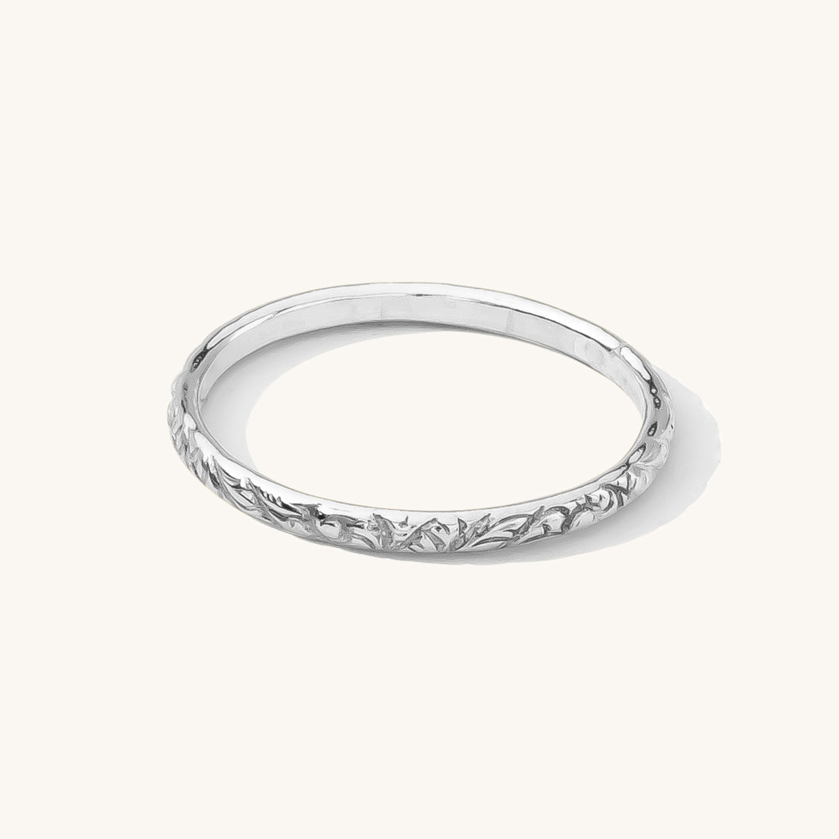 Thin Flower Band Ring Sterling Silver Size - Main Image