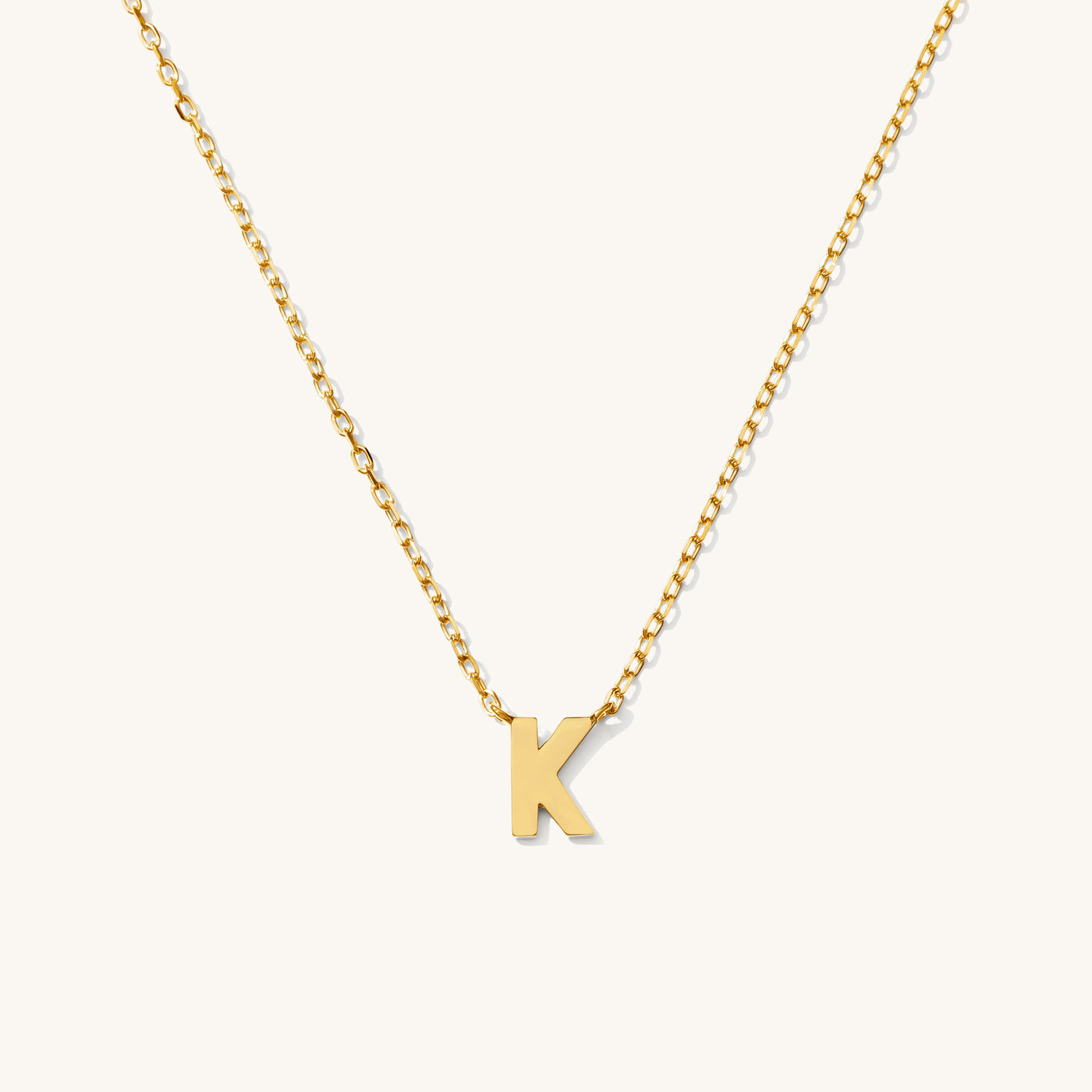 K Tiny Initial Necklace - 14k Solid Gold