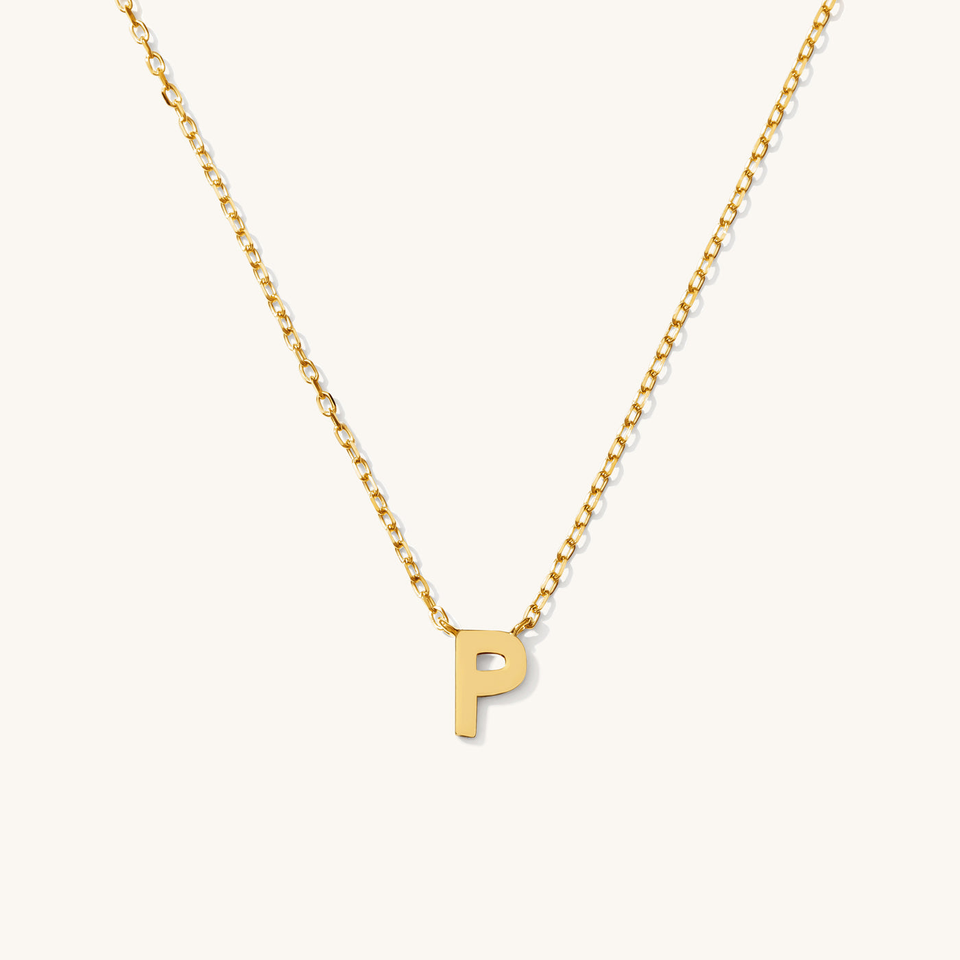 P Tiny Initial Necklace - 14k Solid Gold
