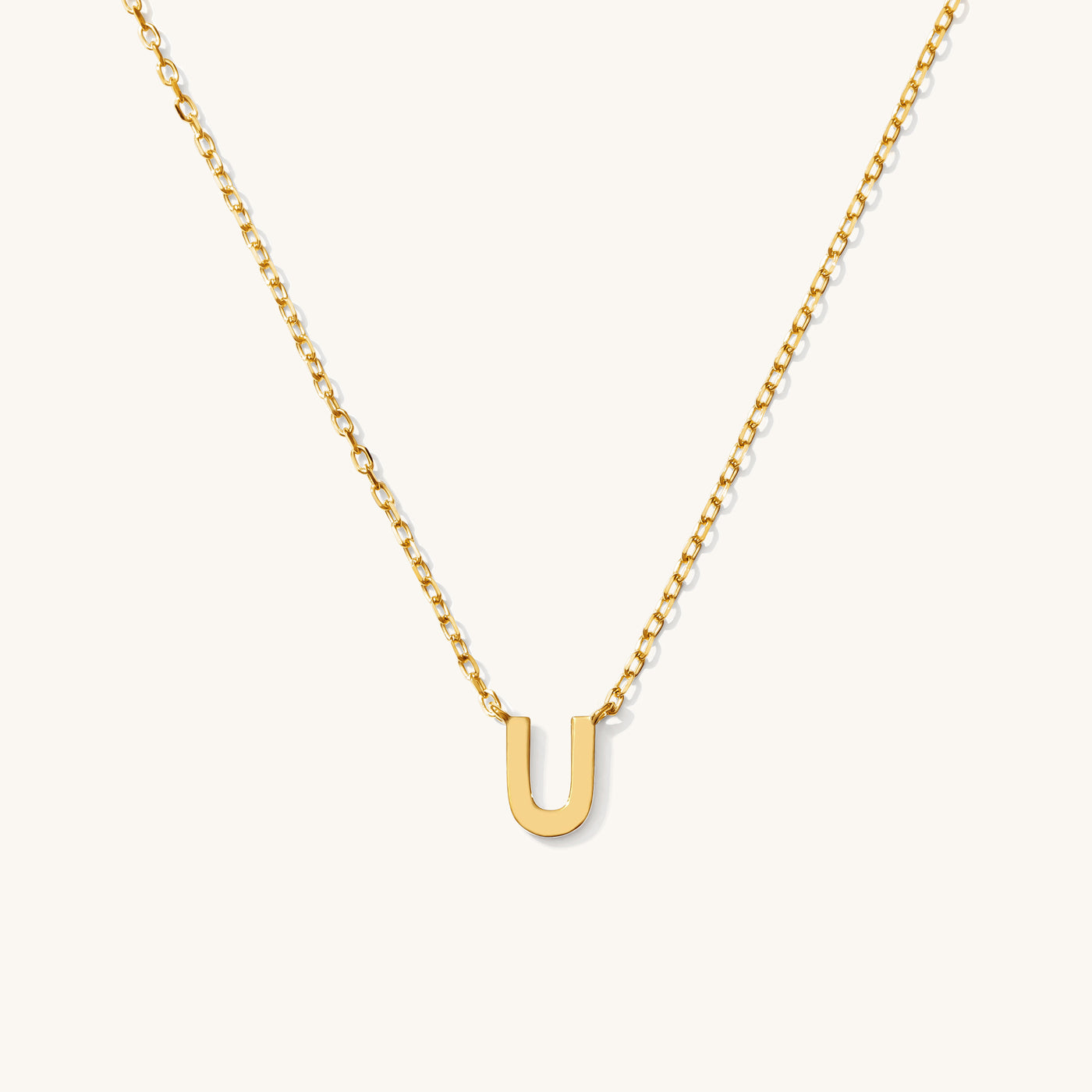 U Tiny Initial Necklace - 14k Solid Gold