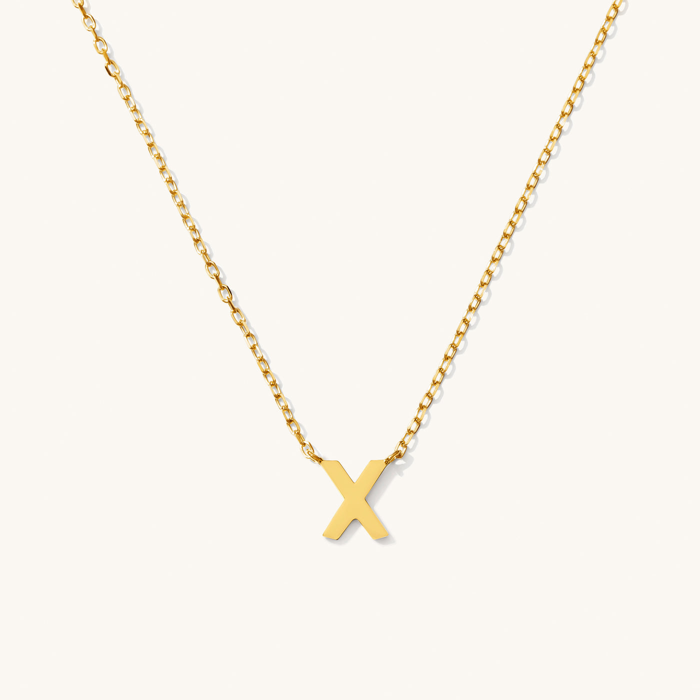 X Tiny Initial Necklace - 14k Solid Gold