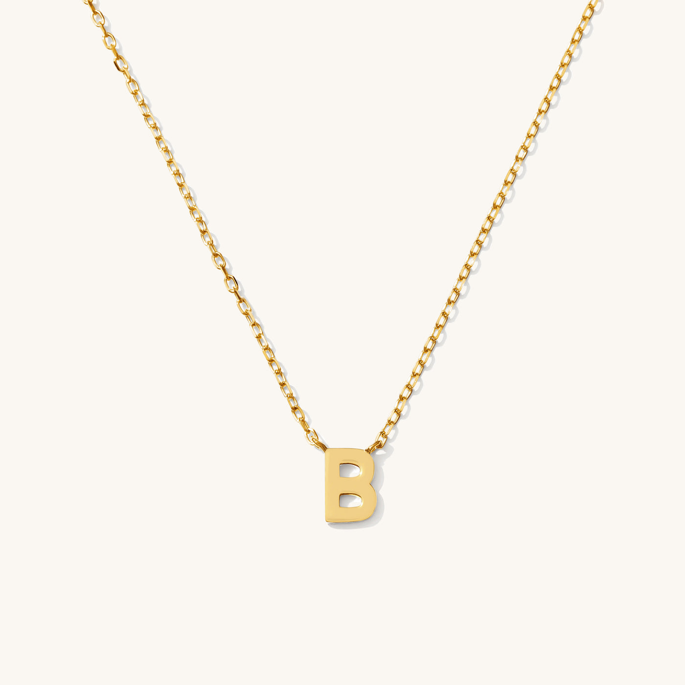 B Tiny Initial Necklace - 14k Solid Gold