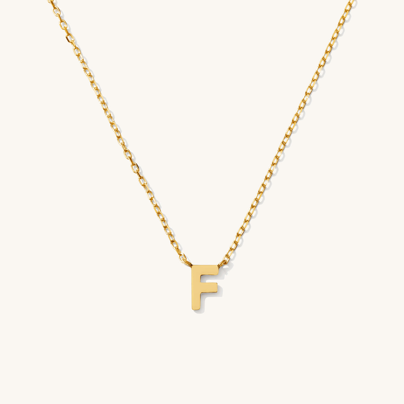 F Tiny Initial Necklace - 14k Solid Gold