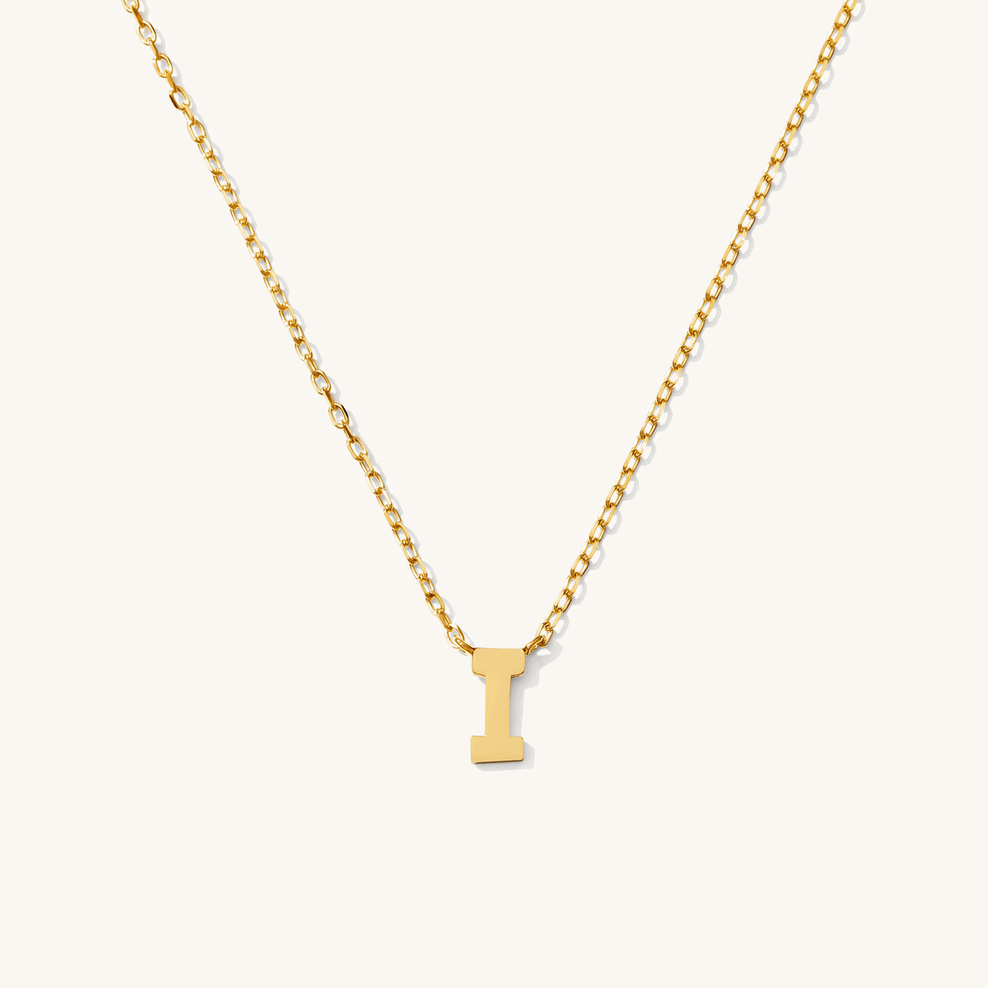 I Tiny Initial Necklace - 14k Solid Gold