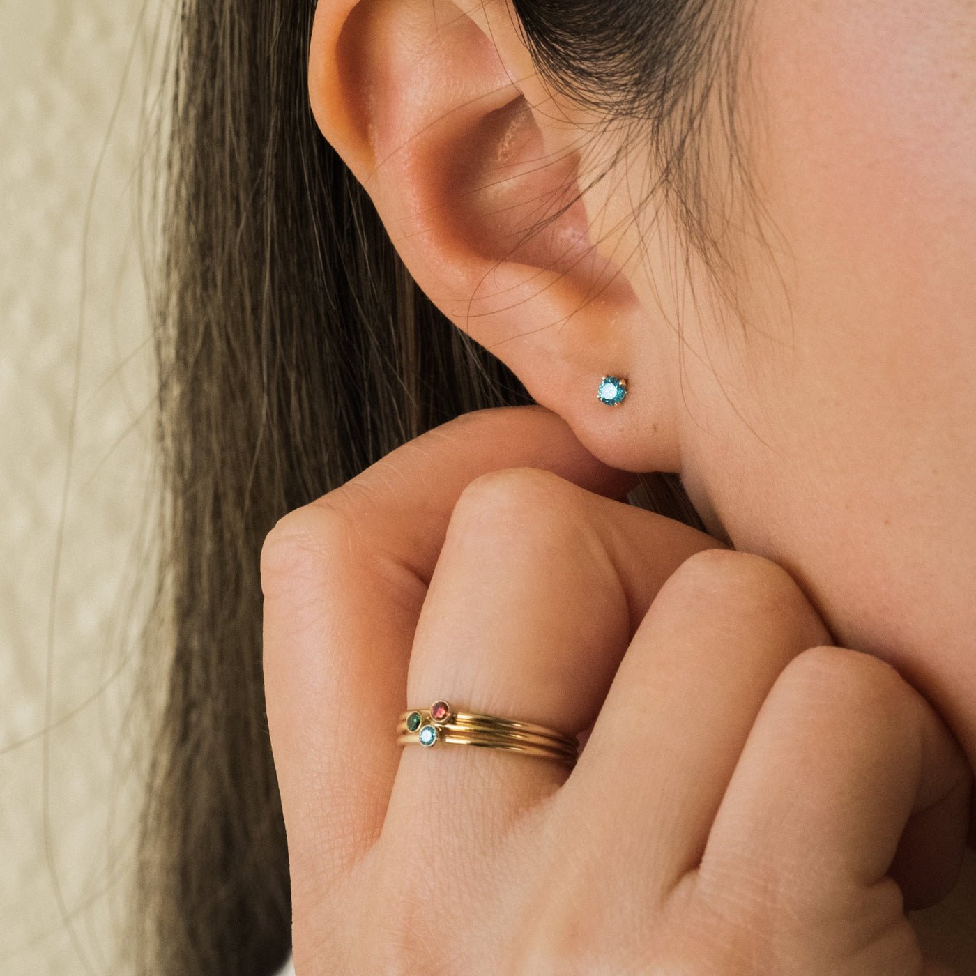 December Birthstone Stud Earrings (Blue Topaz) | Simple & Dainty Jewelry