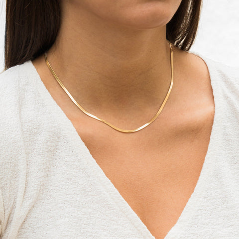Gold Herringbone Necklace Simple Dainty