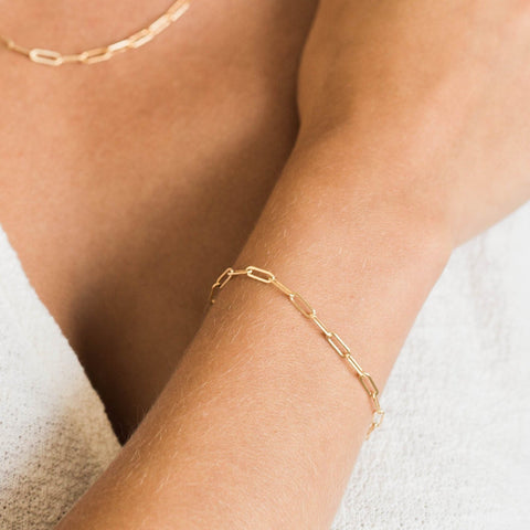 Paperclip Bracelet - Dainty Gold Bracelet - Waterproof Bracelet
