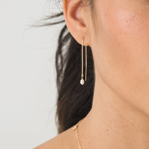 Pearl Drop Threader Earrings