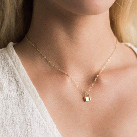 Dainty Gold Lock Necklace