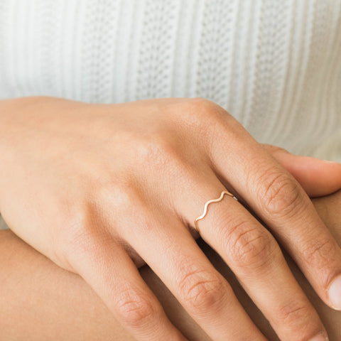Sky Jewelers - 925 Sterling Silver Stackable Expressions Polished Gold-plate Wav Sky Jewelers - 925 Sterling Silver Stackable Expressions Polished Gold-plate Wav