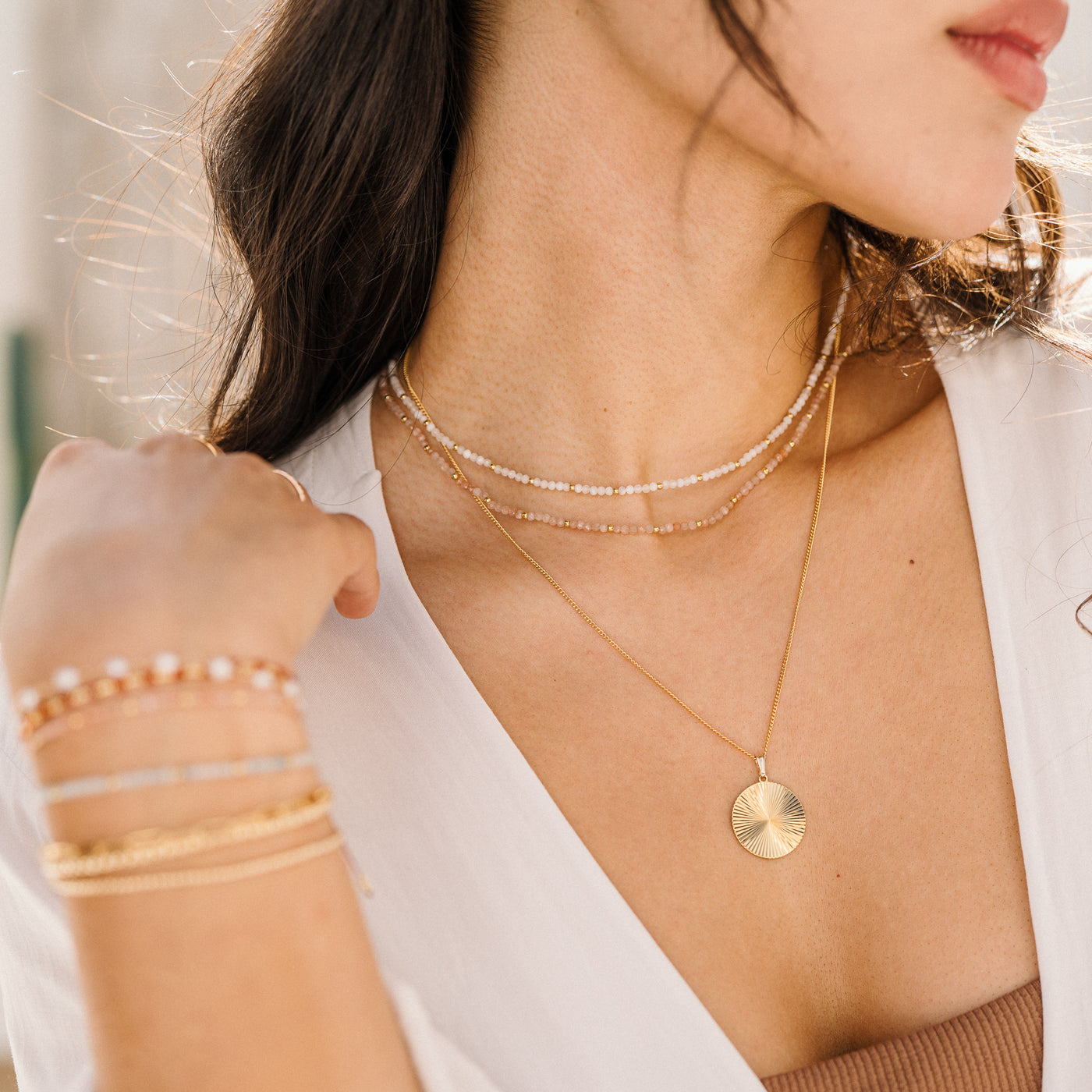 Sunstone Bead Necklace | Simple & Dainty Jewelry