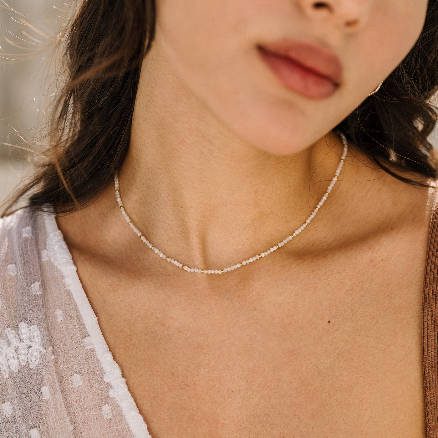 Moonstone Bead Necklace | Simple & Dainty Jewelry