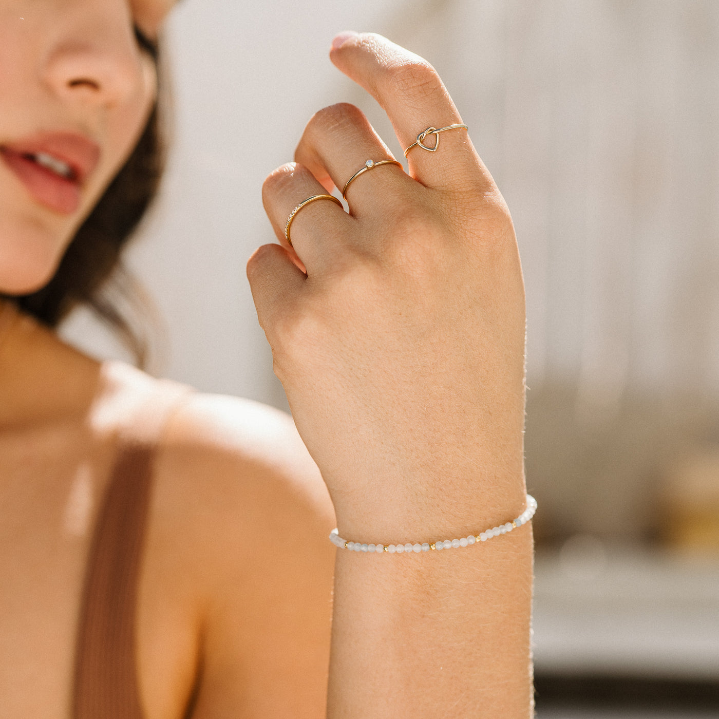 Aquamarine Bead Bracelet | Simple & Dainty Jewelry