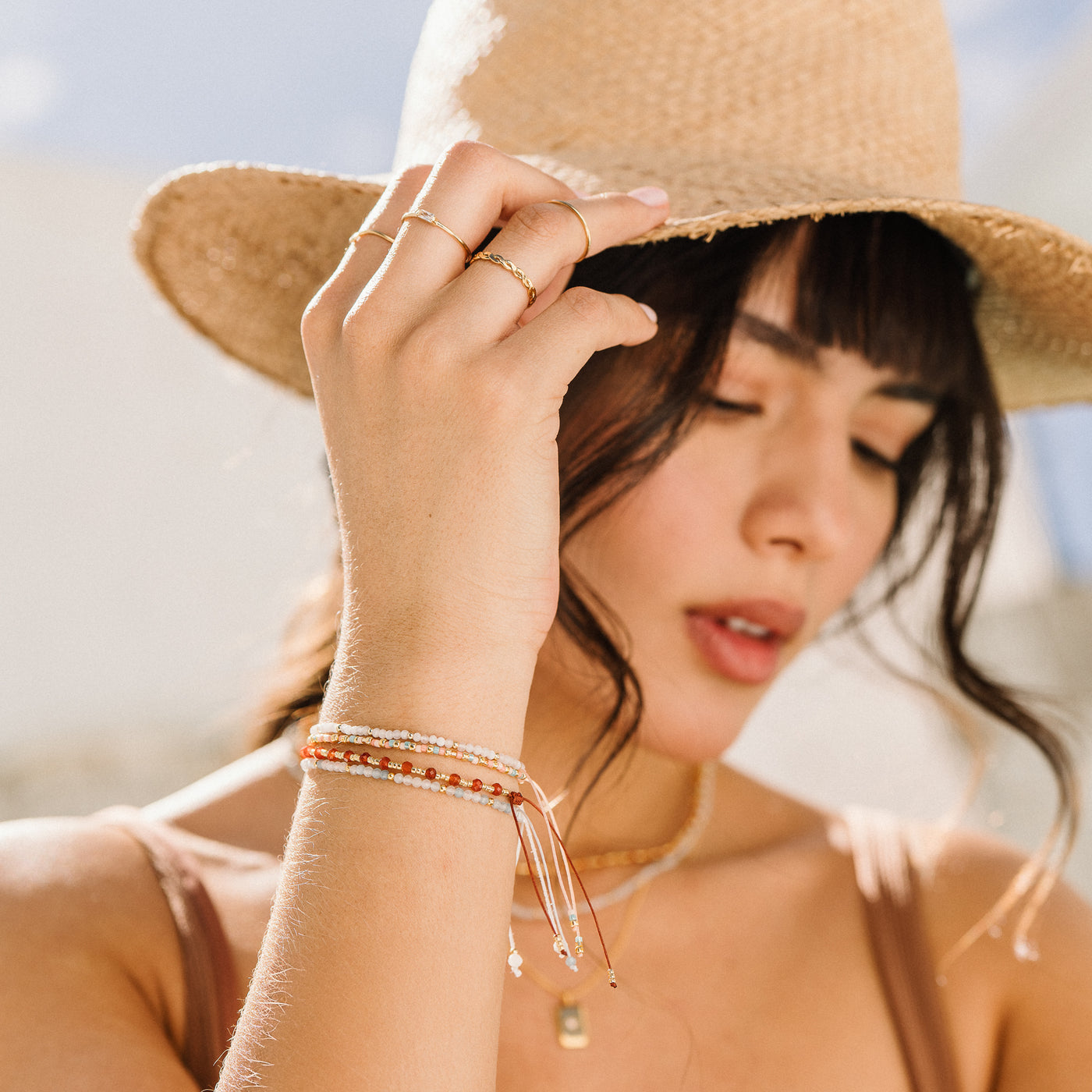 Aquamarine Bead Bracelet | Simple & Dainty Jewelry