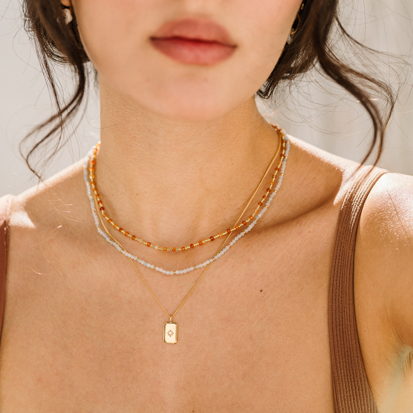 Aquamarine Bead Necklace | Simple & Dainty Jewelry