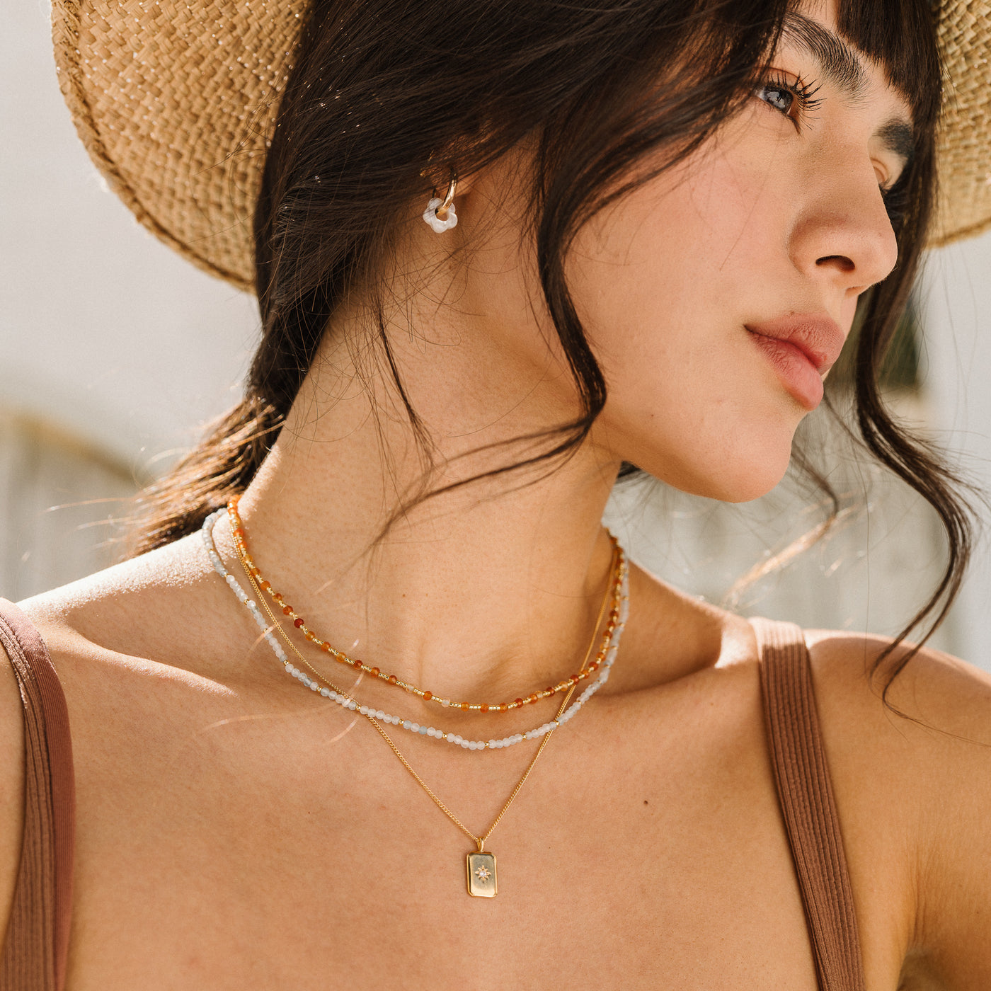 Aquamarine Bead Necklace | Simple & Dainty Jewelry