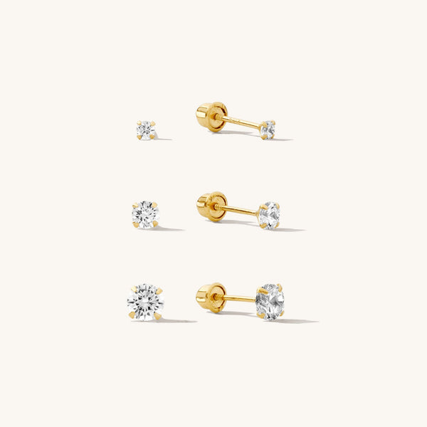 Small Gold Stud Earrings 4mm Little Gold Zircon Earrings -  Sweden