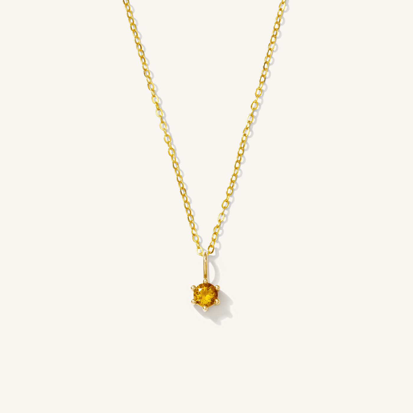 November - Citrine 14k Birthstone Charm Necklace