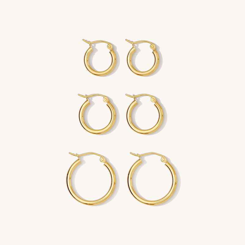 Everyday Hoop Earrings - 14k Solid Gold