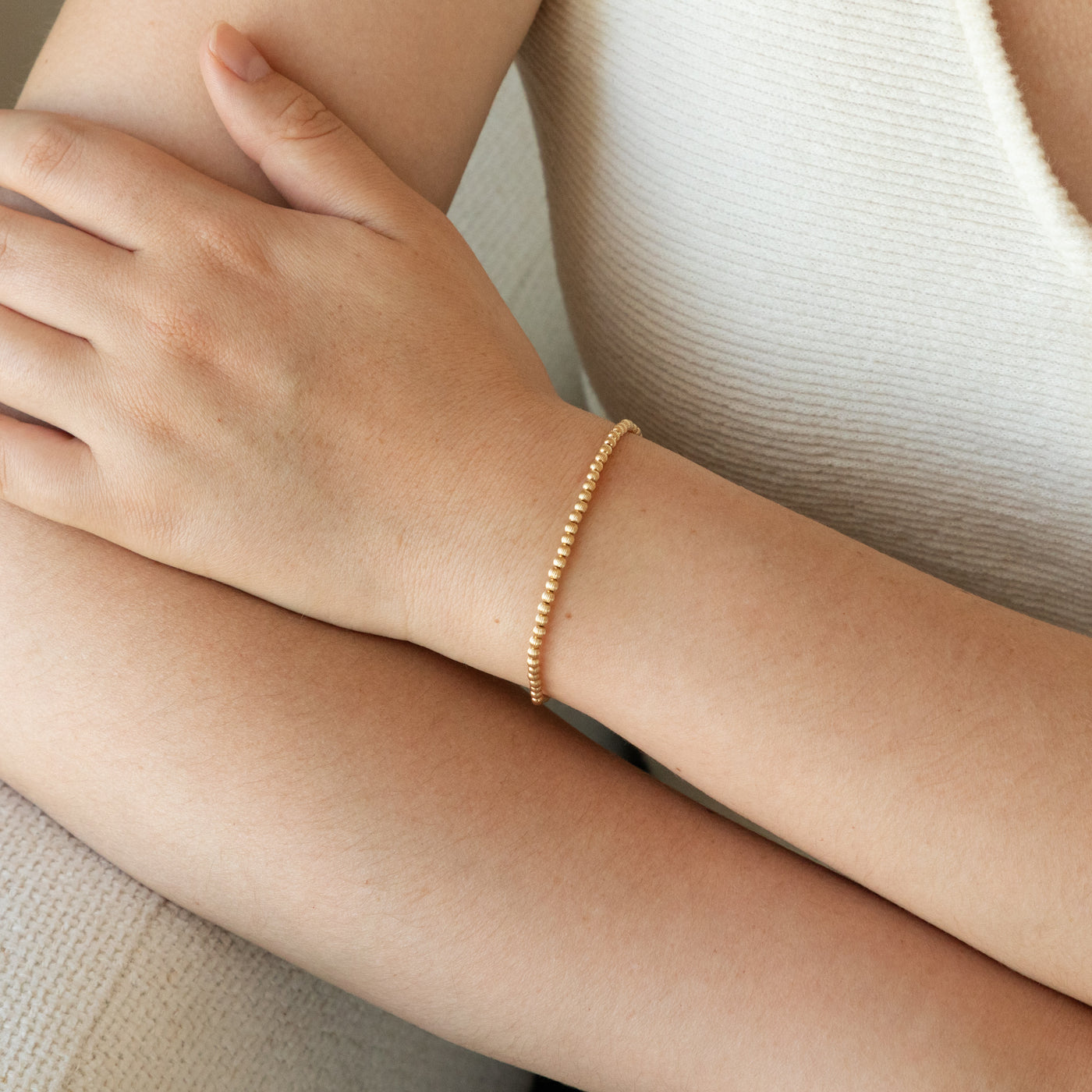 Ribbed Stretch Bead Bracelet | Simple & Dainty Jewelry