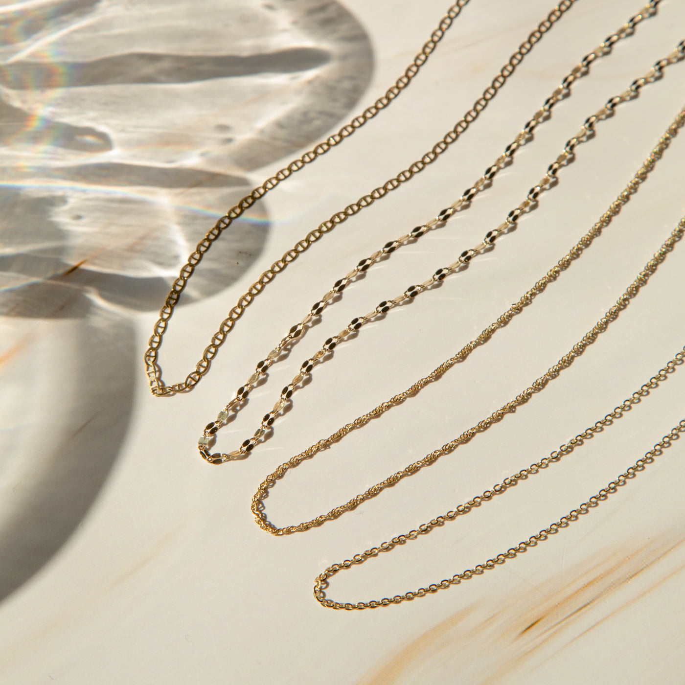 Singapore Chain Necklace - 14k Solid Gold | Simple & Dainty